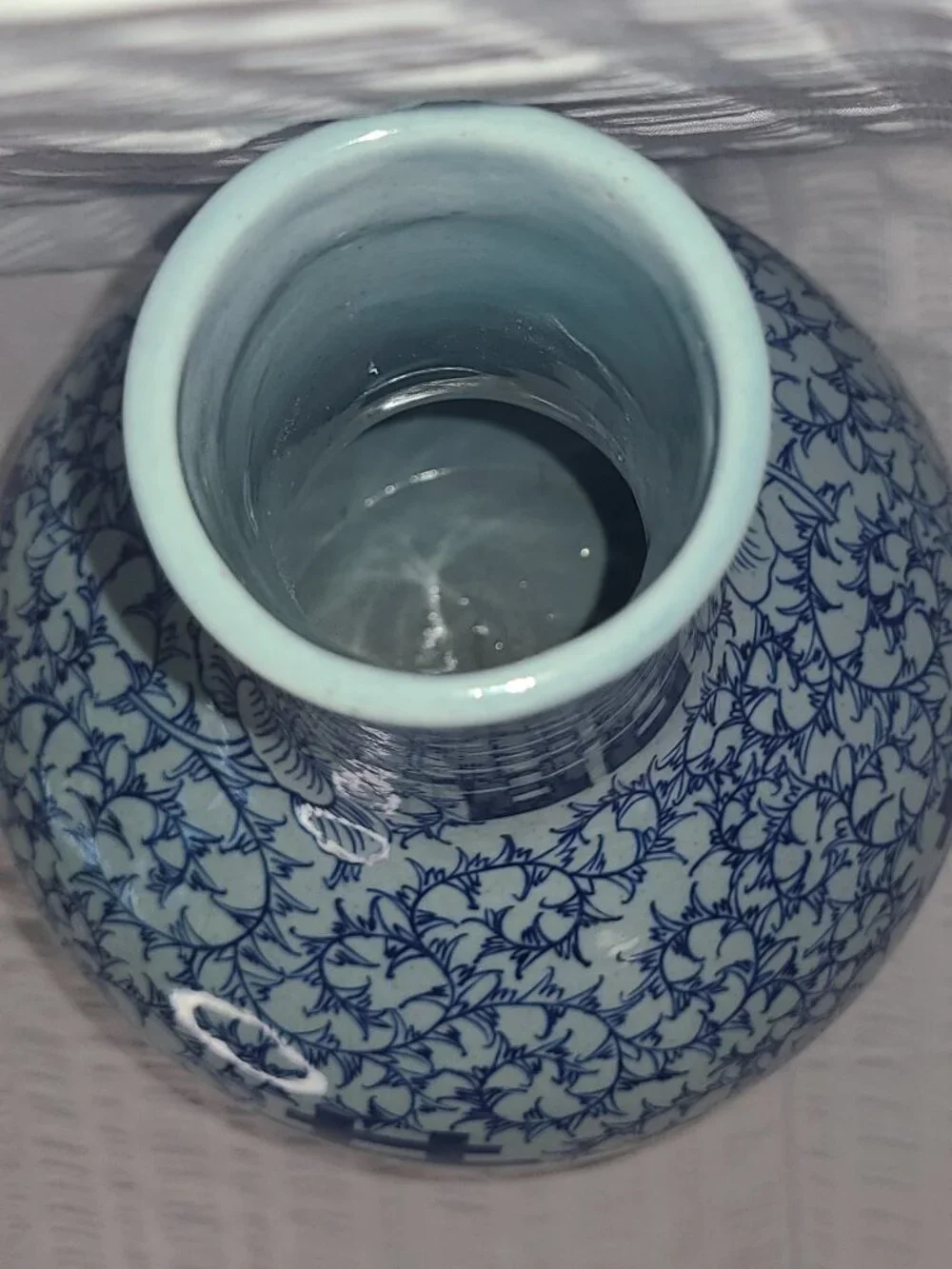 Vintage Chinese Porcelain Blue White Double Happiness Globe Vase 13”